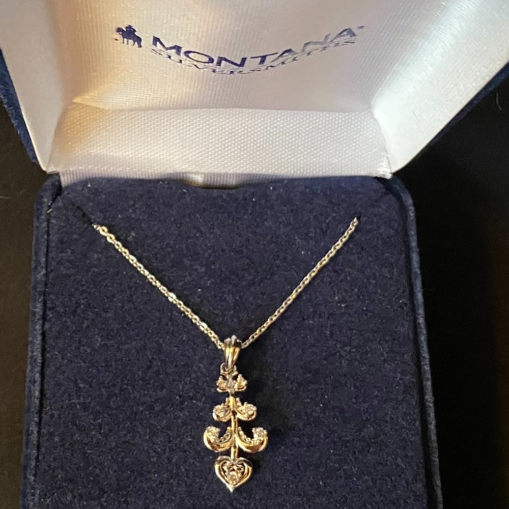 NWOT- Montana Silversmiths sterling silver plated pendant with crystals